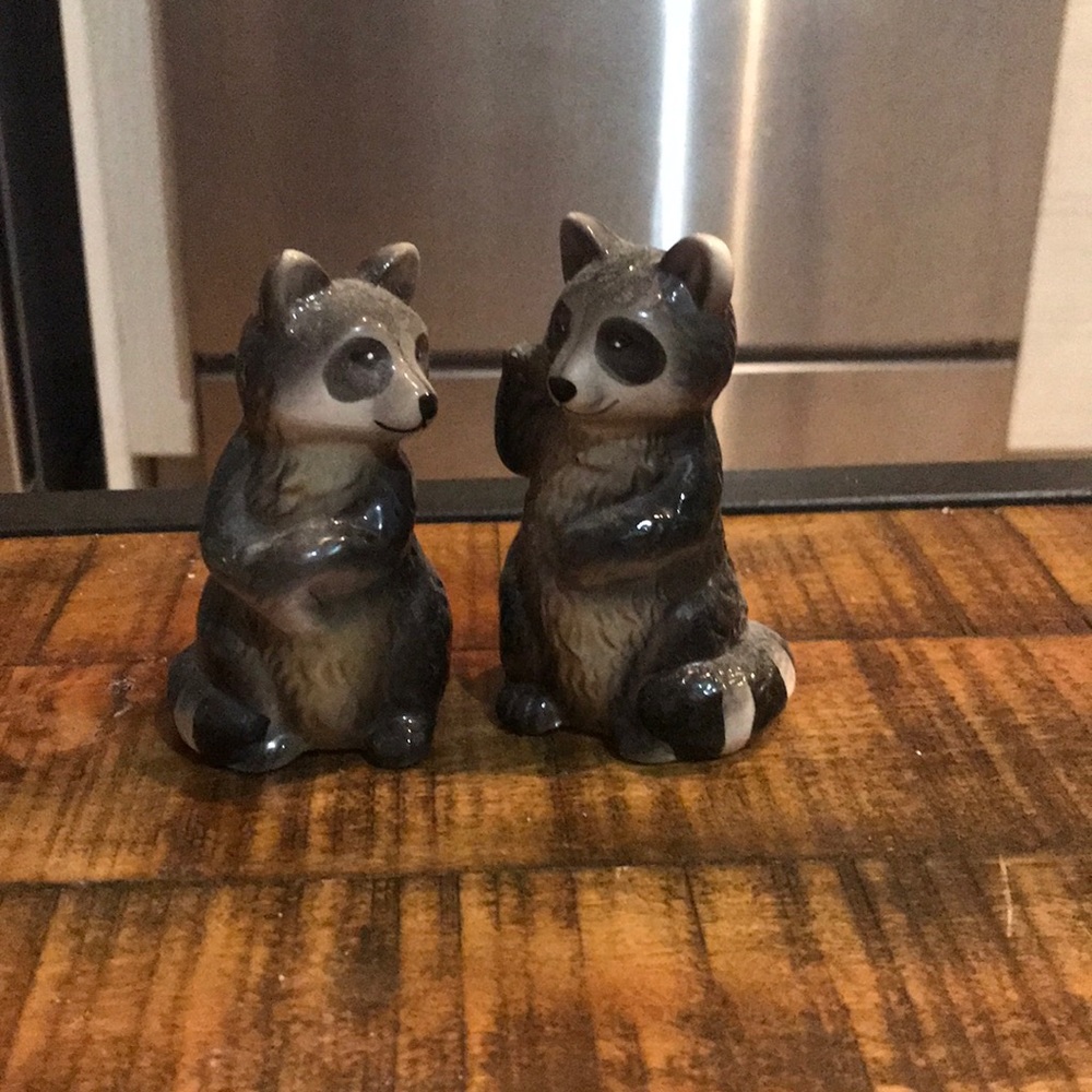 Porcelain Raccoon Salt & Pepper Shakers